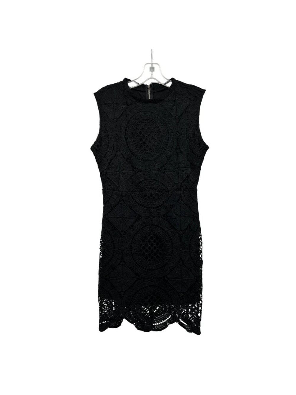 Stella Luce Womens Black Crochet Lace Sheath Dress Sleeveless Size Medium Zip